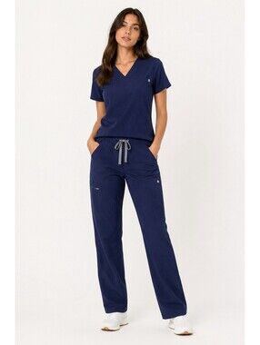 FIGS Technical Collection Scrub Pants Navy Blue Cargo Drawstring Women’s S
